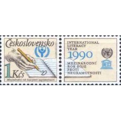 1 عدد تمبر سال بین المللی سوادآموزی با تب - یونسکو - چک اسلواکی 1990