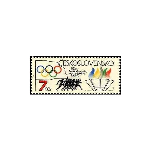 1 عدد تمبر نودمین سالگرد کمیته بین المللی المپیک - چک اسلواکی 1984