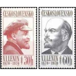 2 عدد  تمبر صدمین سالگرد تولد لنین - چک اسلواکی 1970