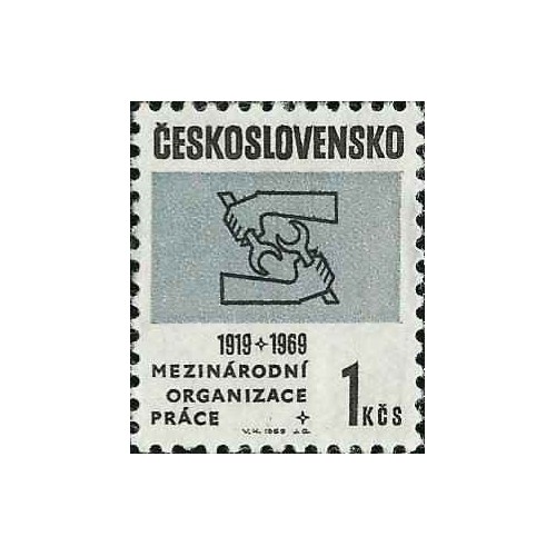 1 عدد  تمبر پنجاهمین سالگرد سازمان بین المللی کار - چک اسلواکی 1969