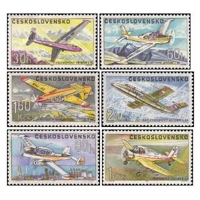 6 عدد  تمبر هواپیماهای چک - چک اسلواکی 1967