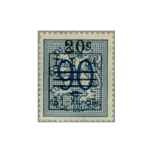 1 عدد تمبر سری پستی - سورشارژ - 20 سنت روی 90 سنت -  بلژیک 1954