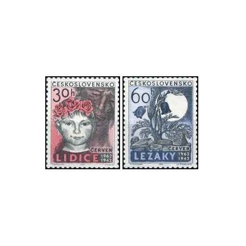2 عدد تمبر بیستمین سالگرد نابودی لیدیسه و لزاکی - چک اسلواکی 1962 2 عدد تمبر بیستمین سالگرد نابودی لیدیسه و لزاکی - چک اسلواکی 1962