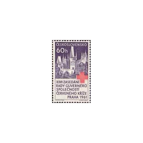 1 عدد  تمبر بیست و ششمین جلسه شورای فرمانداران اتحادیه جوامع صلیب سرخ، پراگ - چک اسلواکی 1961 قیمت 1.5 دلار