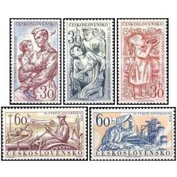 5 عدد تمبر پانزدهمین سالگرد آزادی - چک اسلواکی 1960