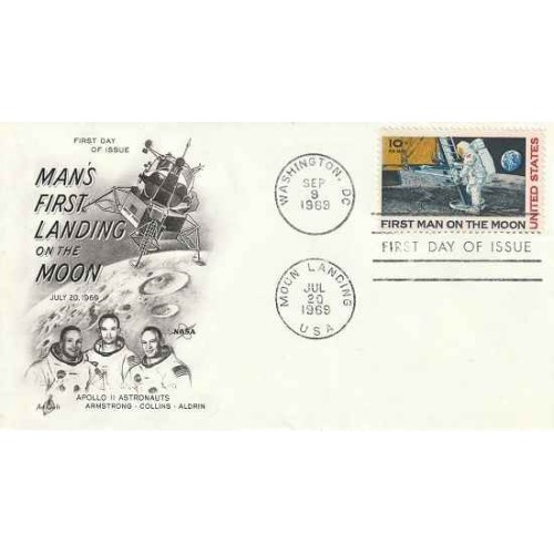 پاکت مهر روز اولین فرود انسان روی ماه - آمریکا 1969