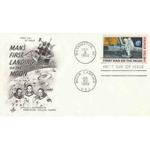 پاکت مهر روز اولین فرود انسان روی ماه - آمریکا 1969 پاکت مهر روز اولین فرود انسان روی ماه - آمریکا 1969