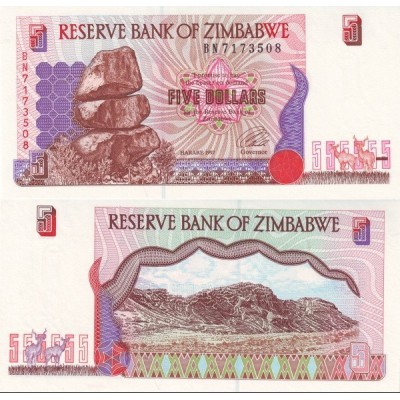 اسکناس 5 دلار - زیمباوه 1997