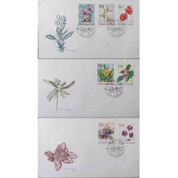 3 عدد پاکت مهر روز گل های باغ گیاه شناسی - چک اسلواکی 1967