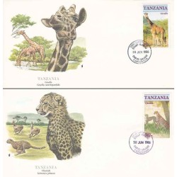 2 عدد پاکت مهر روز حیوانات - تانزانیا 1986