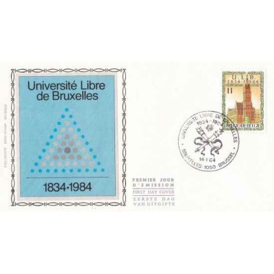 پاکت مهر روزصد و پنجاهمین سالگرد تأسیس دانشگاه آزاد بروکسل - بلژیک 1984