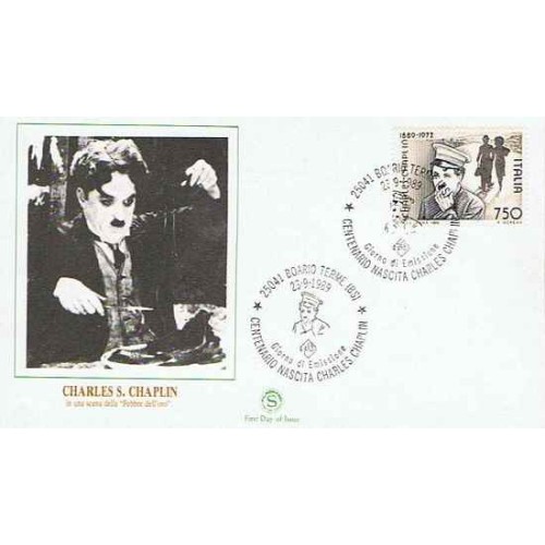 پاکت مهر روز چارلی چاپلین - ایتالیا 1989 پاکت مهر روز چارلی چاپلین - ایتالیا 1989