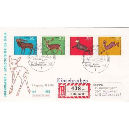 پاکت مهر روز جوانان - حیوانات - برلین آلمان 1966 پاکت مهر روز جوانان - حیوانات - برلین آلمان 1966