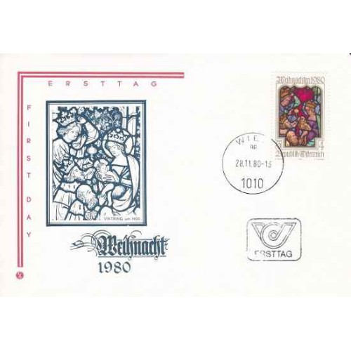 پاکت مهر روز کریسمس - تابلو نقاشی - اتریش 1980 پاکت مهر روز کریسمس - تابلو نقاشی - اتریش 1980
