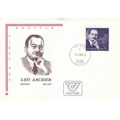 پاکت مهر روز لئو آشر - آهنگساز اپرا - اتریش 1980