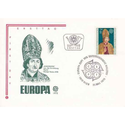 پاکت مهر روز تمبر مشترک اروپا - Europa Cept - تابلو نقاشی - اتریش 1975 پاکت مهر روز تمبر مشترک اروپا - Europa Cept - تابلو نقاشی - اتریش 1975