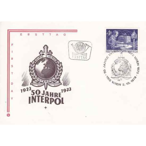 پاکت مهر روز  پنجاهمین سال پلیس بین الملل - اینترپل - اتریش 1973