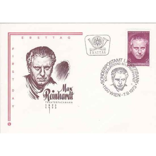 پاکت مهر روز یادبود ماکس رینهارد - کارگردان - اتریش 1973 پاکت مهر روز یادبود ماکس رینهارد - کارگردان - اتریش 1973