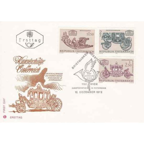 پاکت مهر روز گنجینه های هنری اتریش - وسائل نقلیه - اتریش 1972 پاکت مهر روز گنجینه های هنری اتریش - وسائل نقلیه - اتریش 1972