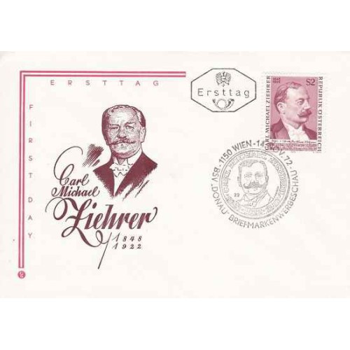 پاکت مهر روز یادبود کارل میخائیل زیهر - آهنگساز - اتریش 1972 پاکت مهر روز یادبود کارل میخائیل زیهر - آهنگساز - اتریش 1972
