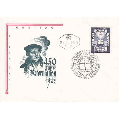 پاکت مهر روز 450مین سال جنبش اصلاحات - اتریش 1967 پاکت مهر روز 450مین سال جنبش اصلاحات - اتریش 1967