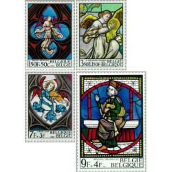 4 عدد تمبر شیشه نقاشی شده -  بلژیک 1969