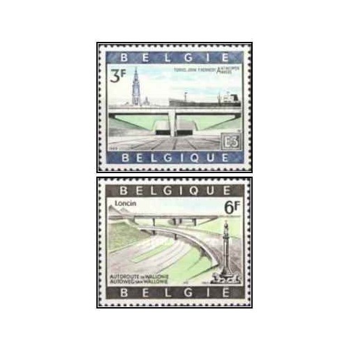 2 عدد تمبر راه سازی -  بلژیک 1969