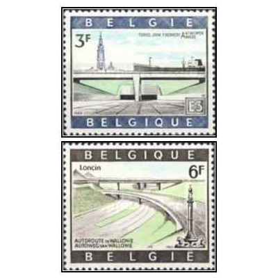 2 عدد تمبر راه سازی -  بلژیک 1969