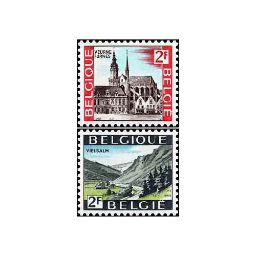 2 عدد تمبر سری پستی - گردشگری -  بلژیک 1969