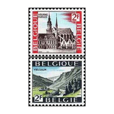 2 عدد تمبر سری پستی - گردشگری -  بلژیک 1969