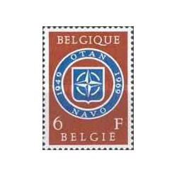 1 عدد تمبر بیستمین سالگرد تاسیس ناتو -  بلژیک 1969