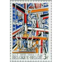 1 عدد تمبر پنجاهمین سالگرد سازمان بین المللی کار - ILO -  بلژیک 1969