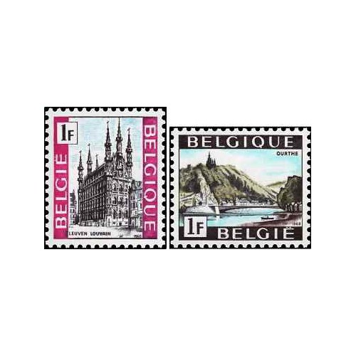 2 عدد تمبر سری پستی - گردشگری-  بلژیک 1968