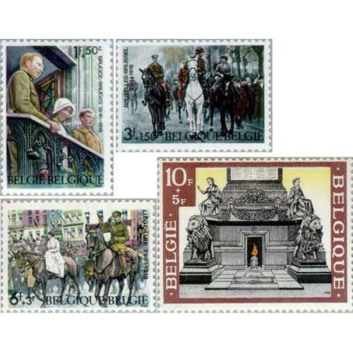 4 عدد تمبر خیریه - آتش بس - بلژیک 1968 4 عدد تمبر خیریه - آتش بس - بلژیک 1968