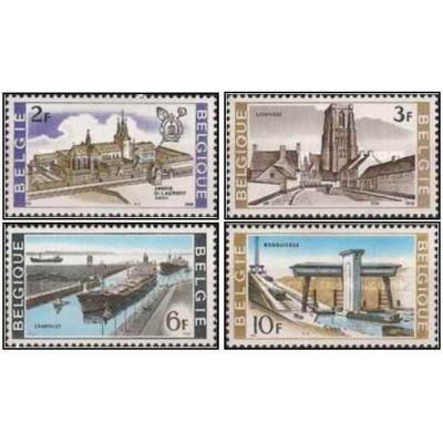 4 عدد تمبر عمارت ساختمان ملی-  بلژیک 1968