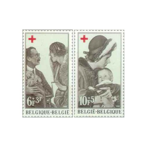 2 عدد تمبر خیریه صلیب سرخ -  بلژیک 1968
