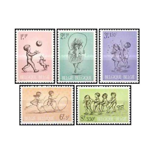 5 عدد تمبر خیریه -  بلژیک 1966