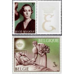 2 عدد تمبر به یاد ملکه الیزابت - 2 - بلژیک 1966 تمبر مینی شیت