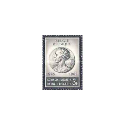 1 عدد تمبر به یاد ملکه الیزابت - بلژیک 1965