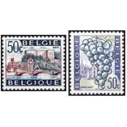 2 عدد تمبر  سری پستی - گردشگری - بلژیک 1965