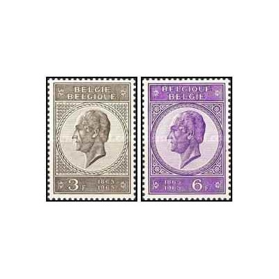 2 عدد تمبر  صدمین سالگرد مرگ لئوپولد اول - بلژیک 1965
