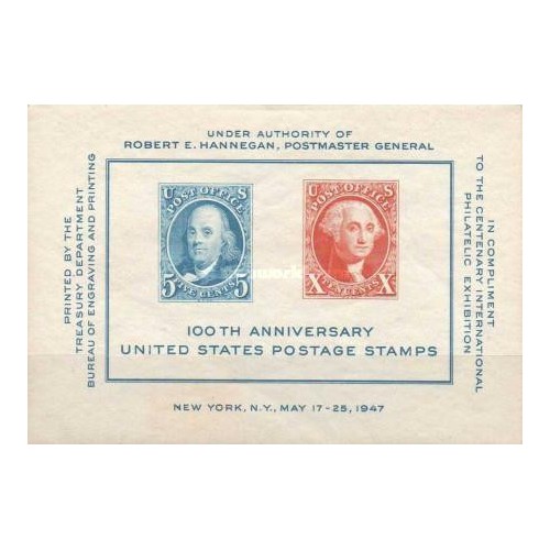 مینی شیت صدمین سالگرد تمبرهای پستی ایالات متحده - آمریکا 1947