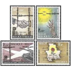 4 عدد تمبر بیستمین سالگرد پایان اشغالگری - بلژیک 1965
