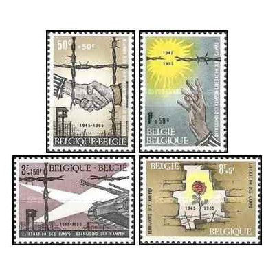4 عدد تمبر بیستمین سالگرد پایان اشغالگری - بلژیک 1965