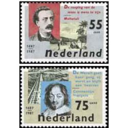 2 عدد  تمبر ادبیات هلندی - هلند 1987
