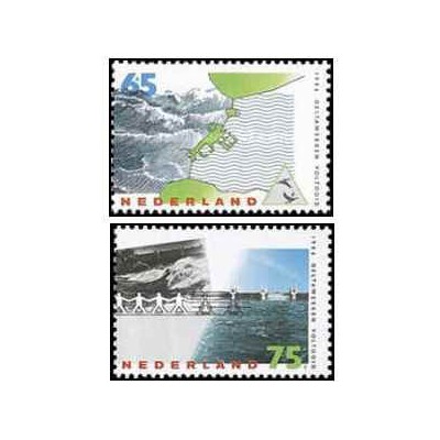2 عدد  تمبر  کارهای دلتا - هلند 1986