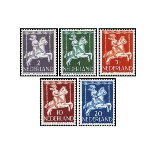 5 عدد  تمبر مراقبت از کودک - هلند 1946