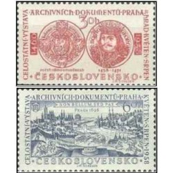 2 عدد تمبر نمایشگاه ملی اسناد آرشیو - چک اسلواکی 1958