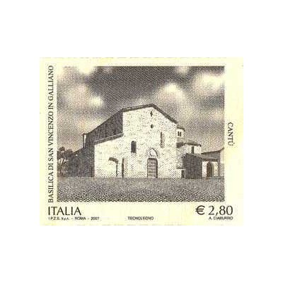 1 عدد تمبر کلیسای وینچنزو مقدس در گالیانو - از جنس چوب - خودچسب - ایتالیا 2007