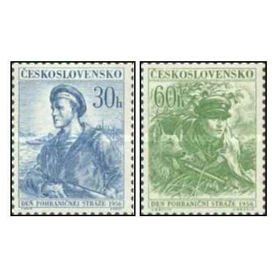 2 عدد تمبر روز مرزبانان - چک اسلواکی 1956